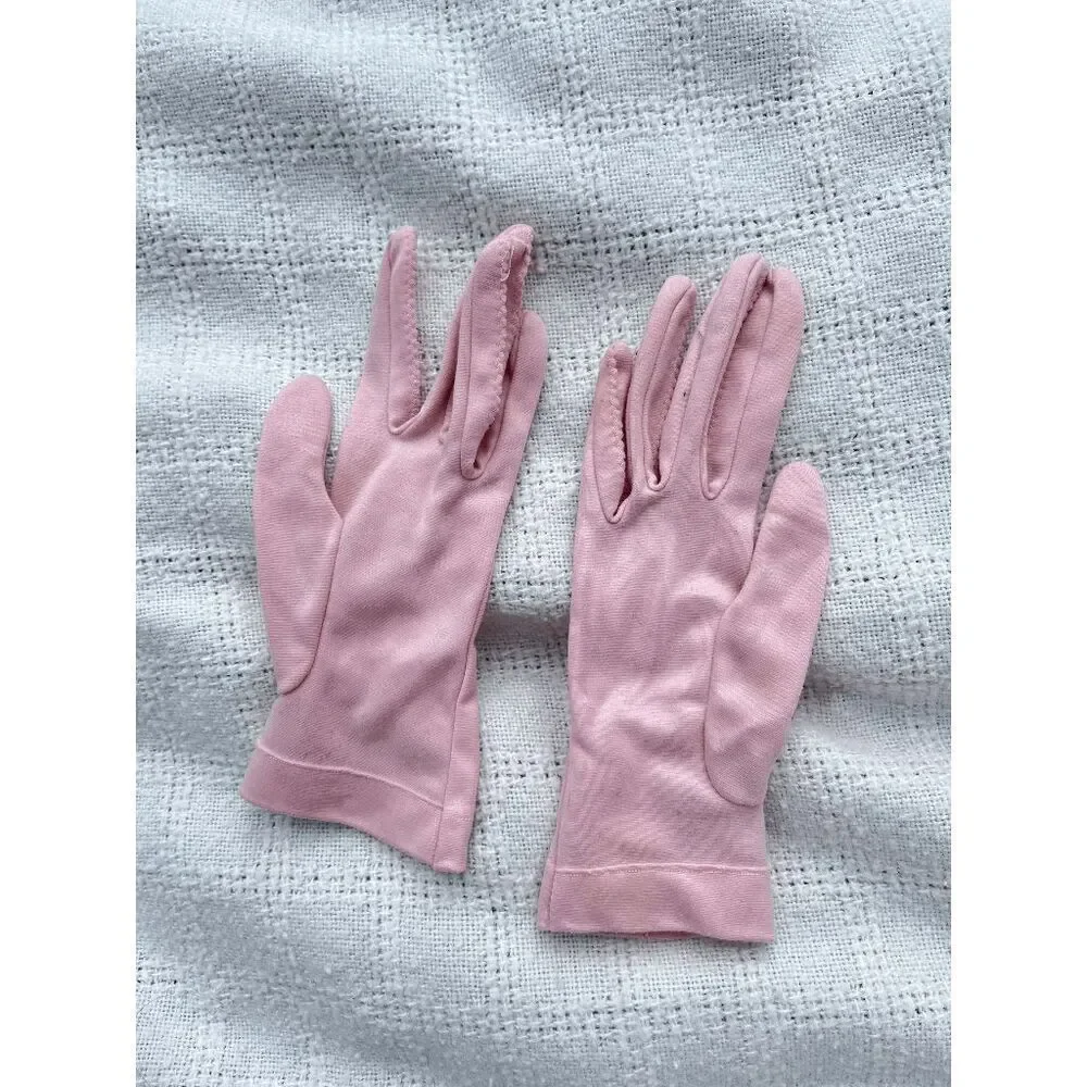 VTG Blush Pink Nylon Dress Gloves Mid Century Rockabilly Retro